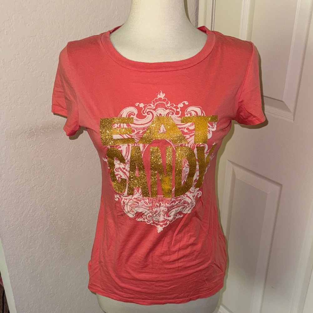 Juicy Couture Women's Eat Candy Coral Graphic Tee